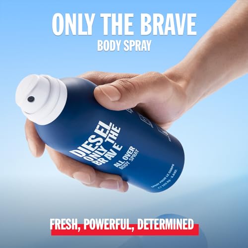 Diesel Only The Brave, Body Spray for Men, Fougere Scent With Notes of Lemon, Rosemary & Ambery Wood, 6.8 Fl. Oz.