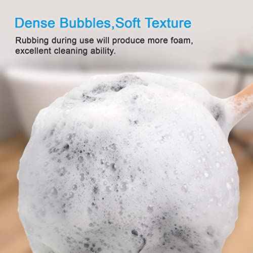 AmazerBath Shower Sponge Loofah Back Scrubber, PE Soft Mesh Loofah Body Scrubber with Long Wooden Handle, Bath Sponge for Men Women (Black)