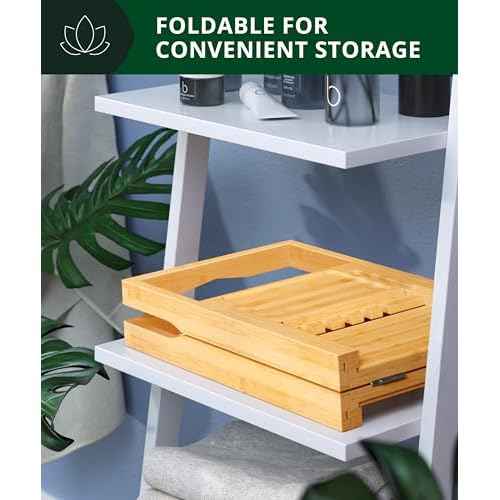 ROYAL CRAFT WOOD Premium Foldable Bathtub Tray Caddy - Wood Bath Tray for Tub, Bamboo Shelf, Expandable Bath Table Trays, Bathtub & Bathroom Accessories for New Home & Mothers, Birthday Gifts for Mom