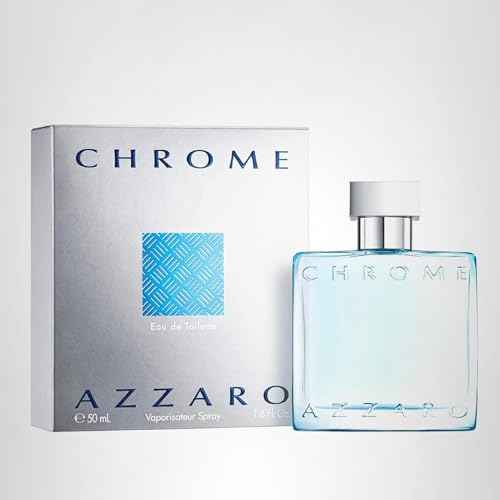 Azzaro Chrome Eau de Toilette - Fresh Aquatic Mens Cologne - Citrus, Woody, Musky Fragrance -Fresh Everyday Wear - Classic Summer Beach Scent - Luxury Perfumes for Men - Travel Size, 1.6 Fl. Oz