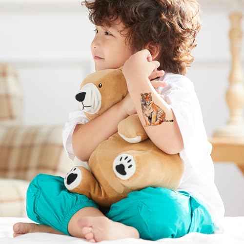 12 Sheets Tiger Temporary Tattoos for Men Women, Realistic Tiger Arm Chest Leg Back Shoulder Tattoo Stickers for Adults, Wild Beast Animal Body Art