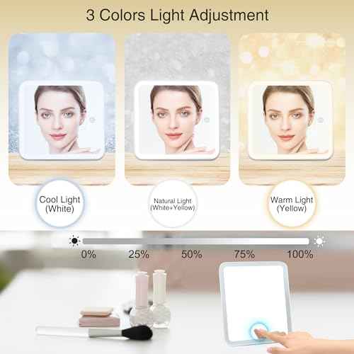 Relavel Travel Makeup Bag With LED Mirror, Cosmetic Train Case with Light up Mirror, Portable Makeup Artist Organizer Bag with Adjustable Dividers, Makeup Brush Holder Storage, Black