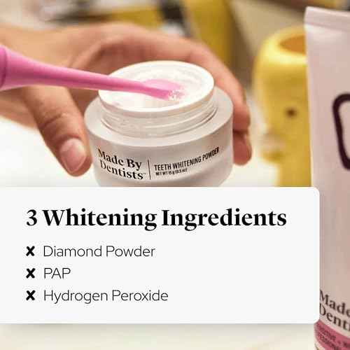 Made by Dentists Professional Teeth Whitening Powder - Remineralizing Hydroxyapatite Tooth Powder Formula with Pap, and Diamond Pwdr - Non-Abrasive Stain Remover for Instant Results