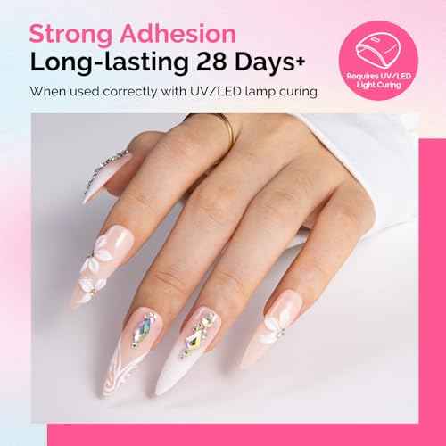 MelodySusie 2Pcs Nail Rhinestone Glue, 3D Gel Nail Art Design Strong Adhesive Nail Gem Glue for Nail Charms Gems Jewelry Decoration DIY Manicured at Home Cured Need Beauty Gifts for Women