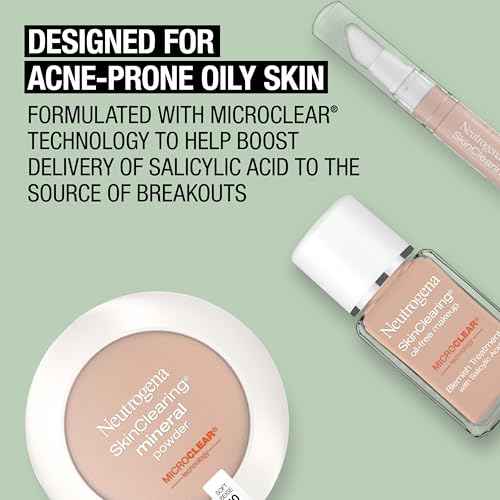 Neutrogena SkinClearing Mineral Acne-Concealing Pressed Powder Compact, Shine-Free & Oil-Absorbing Makeup with Salicylic Acid to Cover, Treat & Prevent Breakouts, Soft Beige 50,.38 oz