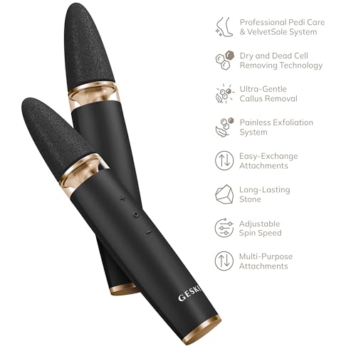 GESKE Electric Pumice Foot Smoothing Multi-Pen | 8 in 1 | Electric Foot File & Exfoliator | 3 Pumice Stone Attachments | for Smooth Feet | Advanced Callus Removal | for Your Pedicure Set