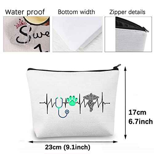 CMNIM Veterinarian Gifts Veterinarian Makeup Bag Vet Cosmetic Bag Vet Tech Gifts for Women Veterinarian Appreciation Gifts New Veterinarian Gifts Travel Bag Pouch (Vet Makeup Bag White)