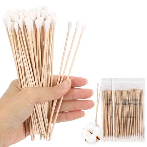 1200 Count 6 Inch Long Cotton Swabs with Wooden Sticks, Cleaning Cotton Sticks Cotton Tipped Applicators Cleaning Swabs