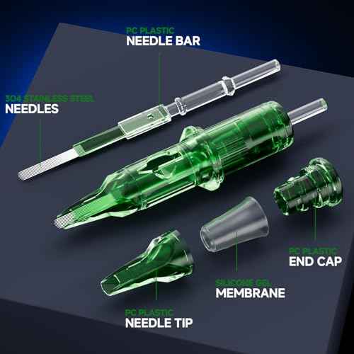 50Pcs Tattoo Cartridge Needles #12 Standard Assorted Mixed Size Round Liner with Membrane Safety Cartridges 3RL 5RL 7RL 9RL 5RS 9RS 7M1 9M1 7CM 7RM 9RM for Tattoo Gun & Beginners & Pro Artists