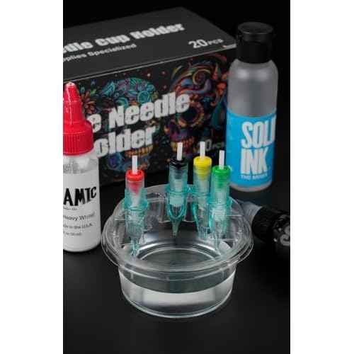 DGT 20PCS Disposable Tattoo Cartridge needles Cup Holder, Cartridge needles Placement Rack, Disposable Cartridge needles Cleaning Cup.