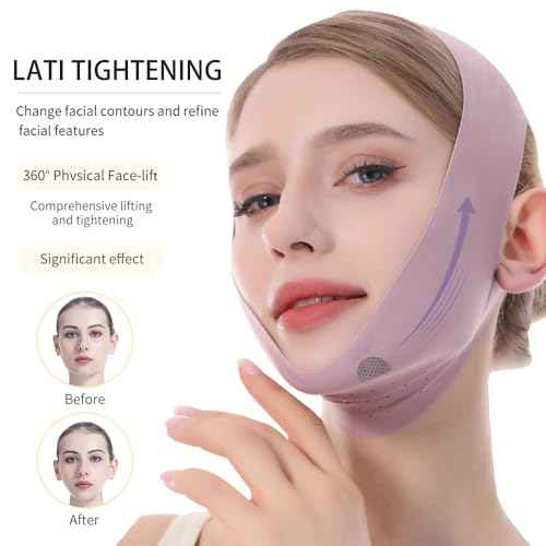 V Line Lifting Mask, Chin Strap for Sleeping, Reusable Double Chin Reducer, Jaw Exerciser, Face Slimming, Sagging Prevention, Medium