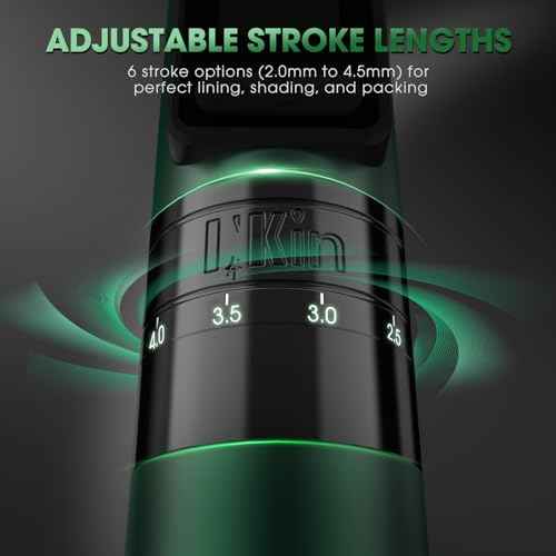 INKin Inferno Wireless Tattoo Machine 6 Adjustable Stroke 2.0mm - 4.5mm, Tattoo Gun with 40mm and 36mm Large Grip, 1800 mAh Battery Supports 6-8 Hours of Work, Great for Tattoo Artists