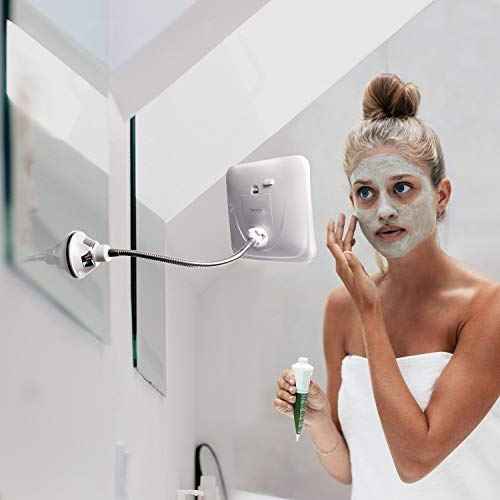 Fancii Flexible Magnifying Mirror 10X with LED Light and Gooseneck, Lighted Travel Makeup Mirror, Lock Suction, Natural Daylight LED, Cordless and Portable (Mira Plus)