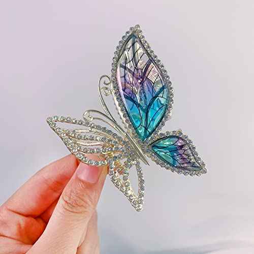 Butterfly Metal Hair Claw Clips Fashion Sparkly Glitter Rhinestones Hair Barrettes Strong Hold Styling Hair Accessories for Women Girls Thinner Thick Hair Styling