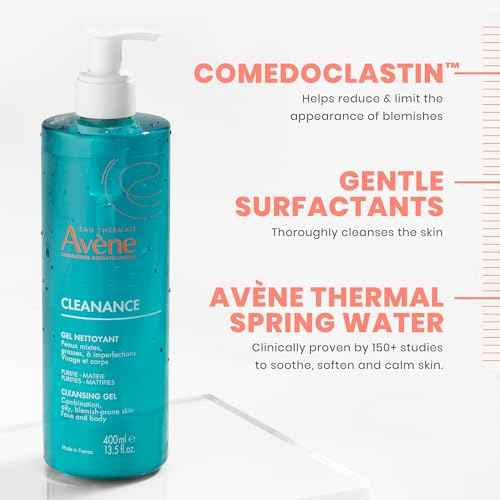 Av?ne Cleanance Cleansing Gel Soap Free Cleanser for Acne Prone, Oily, Face & Body, Alcohol-Free