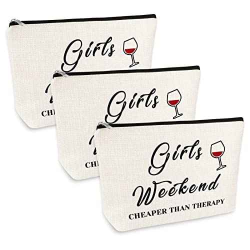 3 Pcs Girls Weekend Best Friends Gift for Women Makeup Bag Friendship Travel Trip Gift Cosmetic Bag Christmas Graduation Wedding Birthday Present for Sister Friends Bestie Travel Toiletry Pouch