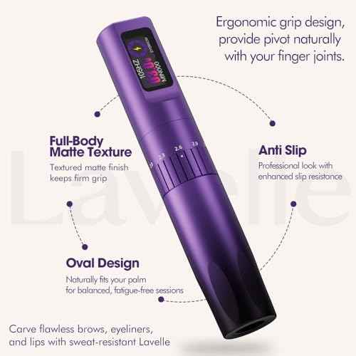 INKin PMU Machine with 6 Adjustable Stroke Lengths 2.0?3.5mm, Microblading Machine with 6 Memory Settings and 800mAh Battery, 130g Lightweight Lavelle Tattoo Gun for Brows, Lips, Eyeliner, SMP