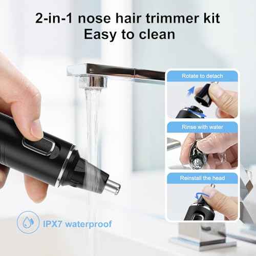 Nose Hair Trimmers for Men£¬Rechargeable Hair Trimmer 2 in 1 Painless Multifunctional Ear and Nose Hair Trimmer with IPX7 Waterproof Dual Edge Blades (Black Silver)