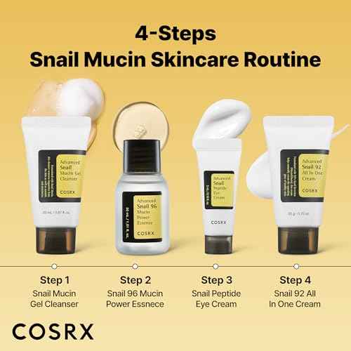 COSRX All About Snail Mucin Korean Skin Care Set, Mini Travel Essentials, Travel Size Gift Set with Snail Mucin Face Wash, Serum, Moisturizer & Eye Cream, Rejuvenating Kit