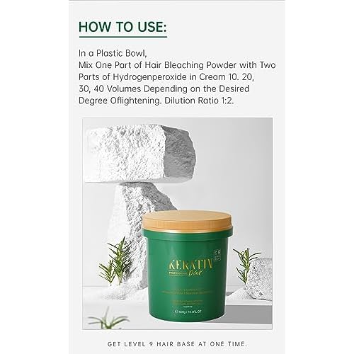 Professional Blue Bleaching Powder - Plex Technology - Lifts up to 9 Shades - Maximum Lifting Extra Strength Lightener Hair Highlights All Type & Highlighted Hair - Dust Free - 16.9 oz