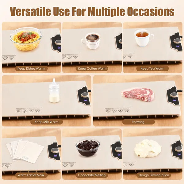 Electric Food Warming Mat - 23.6 x 15.8 Inch Silicone Heater