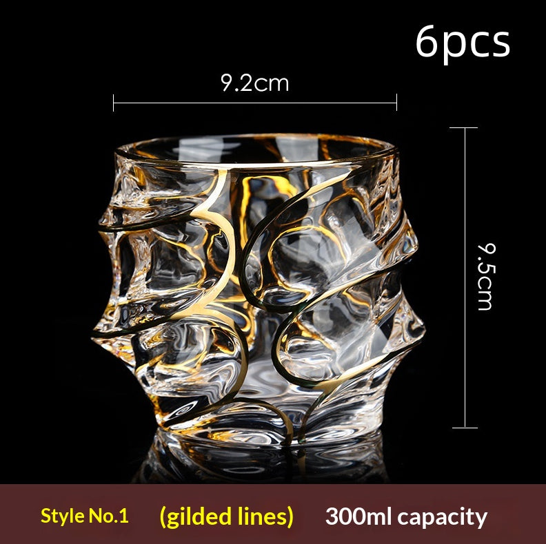 Large Gold-Trimmed Gin Crystal Glass - Vintage Drinkware for Bar & Kitchen