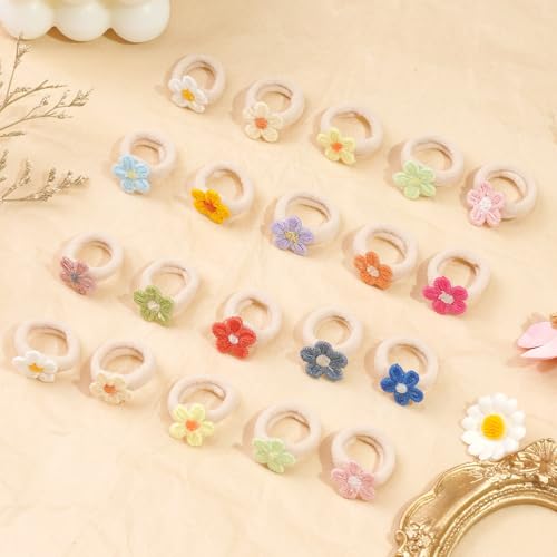 JOYOYO 30PCS 1 Inch Baby Girls Hair Ties with Flower,Soft Elastics Ponytail Holders Hair Accessories for Infants Toddlers Baby Girls