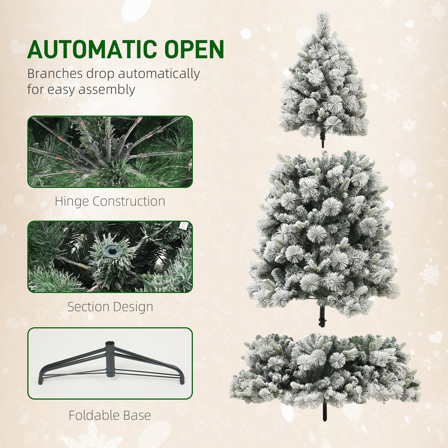 7.5 ft Prelit Flocked Artificial Christmas Tree with 500 Lights