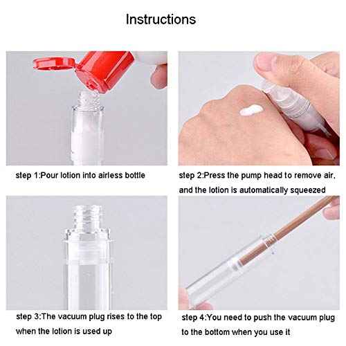 Wresty 12 Pcs Vacuum Lotion Bottles - Plastic Airless Pump Bottles, Travel DIY Cosmetic Cream & Makeup Foundation Toiletries Liquid Vacuum Container (5ml)
