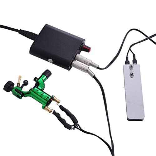 Mini Tattoo Power Supply Set,New Star Tattoo Mini Motor Black Tattoo Machine Power Supply with Tattoo Clip Cord and Stainless Steel Foot Pedal for Permanent Makeup Tattoo Supply Accessory