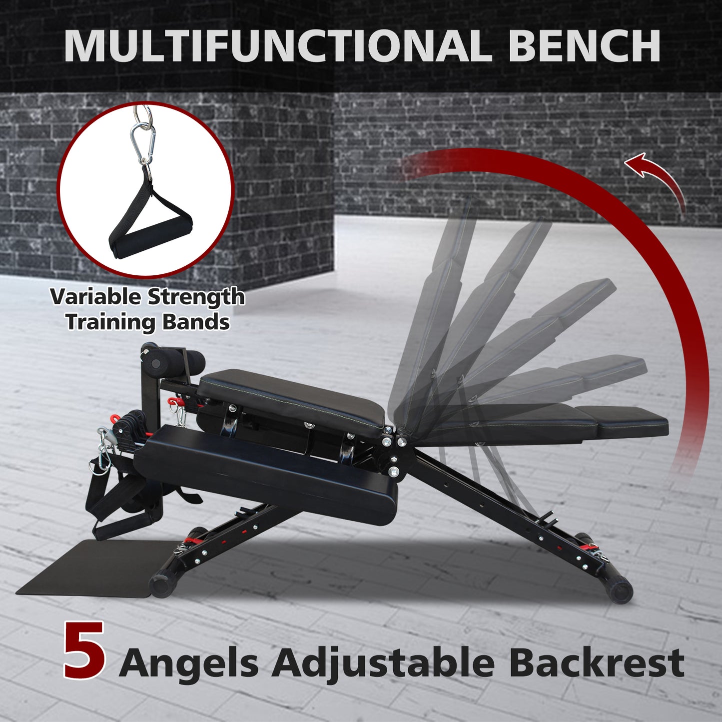 Adjustable Strength Training Bench - Multifunctional Fitness Chair - Black