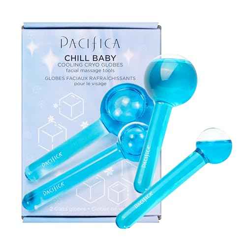Pacifica Ice Roller Cryo Globes ? Cooling Glass Facial Massager for Face, Eyes & Neck ? Cold Therapy Beauty Tool for Puffy Eyes, Dark Circles, Redness, Wrinkles ? Skin Care Gift for Women & Men