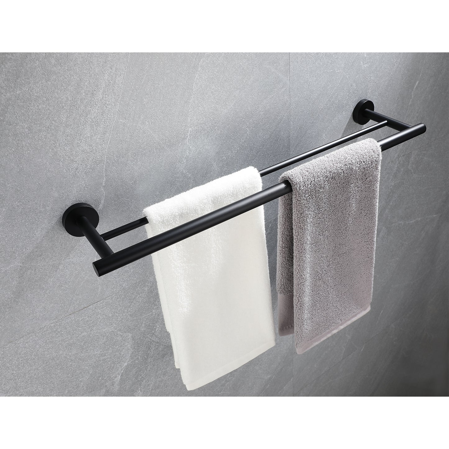 23.6-Inch Wall Mounted Towel Bar - Matte Black Stainless Steel