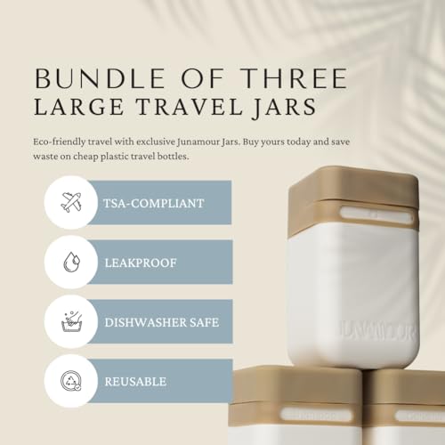 Leakproof Travel Toiletry Bottles Set | Stackable TSA Approved Reusable Containers | 3 Sizes 3oz, 2oz, 1oz | Travel Size Bottles for Shampoo, Lotion, Toiletries (3 Large (3.4oz))