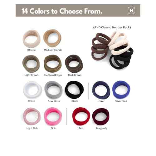 Cyndibands Seamless Hair Ties - Blonde - Gentle Hair Ties No Damage, Standard Size 1.5 Inch, Soft and Stretchy Nylon Fabric Ponytail Holders - 12 Count