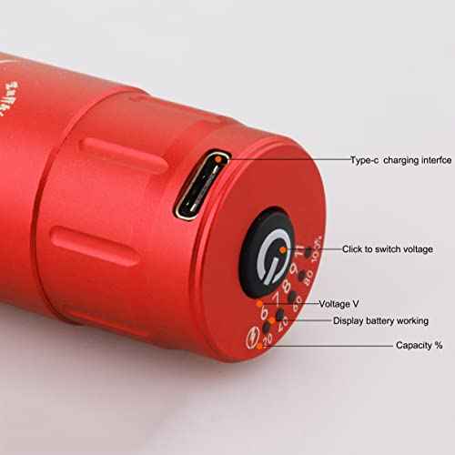 Tattoo Battery Power Supply RCA Spare Portable Rechargeable Cordless Motor for Tattoo Pen Rotary Tattoo Machine Permanent Makeup Equipment (RCA Red)