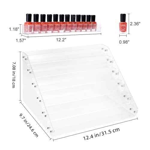 Clear Nail Polish Paint Organizer Holder Rack Shelf 6 Tier Acrylic Tattoo Ink Essential Oil Display Stand Holds Up to 48-96 Bottles for Table (Fit 1-2oz Bottles)