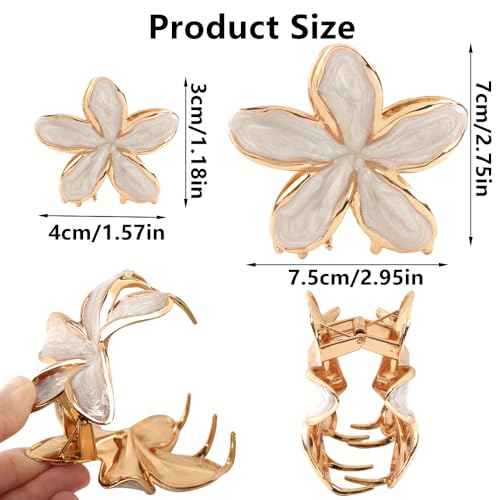 3Pcs Plumeria Hair Clip Hawaiian Flower Hair Clips for Women Flowers Claw Clips Hibiscus Claw Clip Frangipani Hair Clips for Summer Beach Headwear Flower Hair Accessories