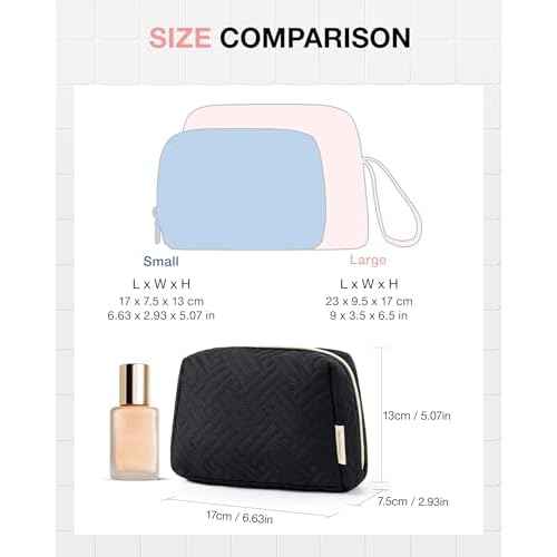 BAGSMART Small Makeup Bag, Travel Cosmetic Bag Make Up Pouch Small Travel Zipper Pouch,Water-resistant Toiletry Bag,Makeup Organizer Bag for Women, Black
