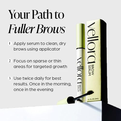 Eyebrow Serum by Vellora for Fuller Looking Brows, 3mL ? Formulated with Nourishing Vitamins & Plant-Based Extracts ? Visibly Enhances Brow Definition and Fullness