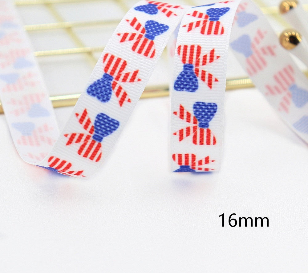 Stars and Stripes Ribbon Dovetail Bowknot Hair Accessory - Multiple Colors & Lengths