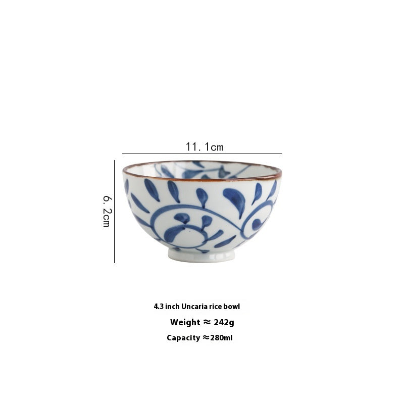 Chinese Style Ceramic Hook Rattan Tableware Set for Kitchen Dining