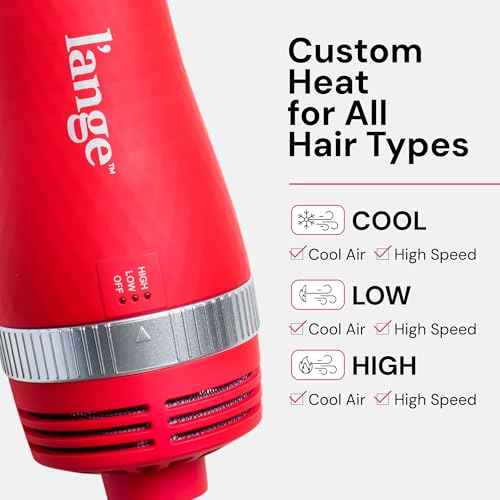 L'ANGE HAIR VolumeBoost 60mm 2-in-1 Ceramic Volumizing Brush Dryer | Fast Drying & Styling for Frizz-Free, Voluminous Blowouts | Ceramic-Coated Barrel (Red)