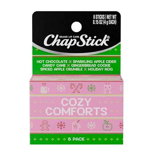 ChapStick Stocking Stuffers Cozy Comforts Lip Balm Holiday Gift Set, Moisturizing Daily Lip Care For Dry, Chapped Lips, Soothing Hydration, Limited Edition Cozy Flavors, 6 Pack Variety, 0.15 OZ EA