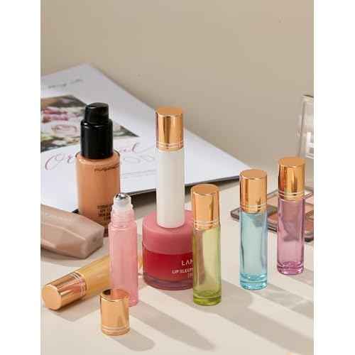 Qeuly 10ml Roll on Bottles - 6 Color Essential Oils Bottles, Thick Glass with Stainless Steel Roller Balls, Empty for Aromatherapy, Perfumes and Lip Balms