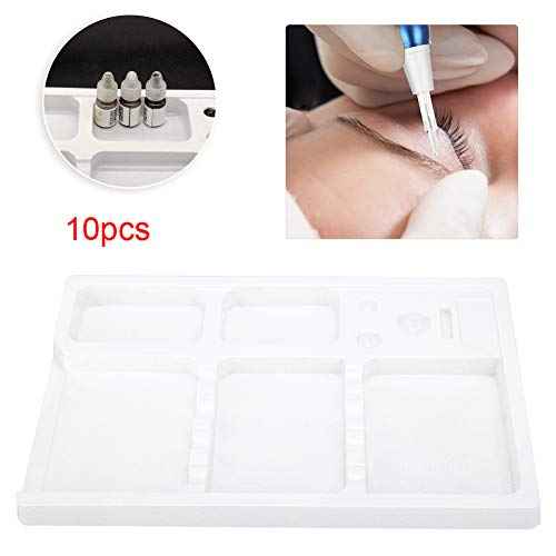 10Pcs Tattoo Cartridge Tray, Disposable Ink Cup Holder Plastic Needle Toner Cup Pigment Rack Holder Washable PVC Tattoo Tray Tool