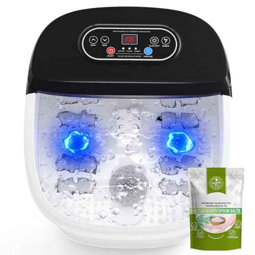 Foot Spa Bath Massager with Heat - Ozone and Blue Light Foot Soaking Tub, Epsom Salt, Adjustable Temperature, Bubble and 8 Rollers, Birthday Gift for Mom Dad
