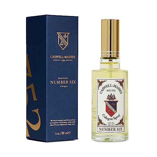 Caswell-Massey Number Six Gold Cap Cologne, Men¡¯s Cologne with Sophisticated Top Notes of Bergamot, Rosemary & White Narcissus with a Premium Lavender Base, 3 Fl Oz