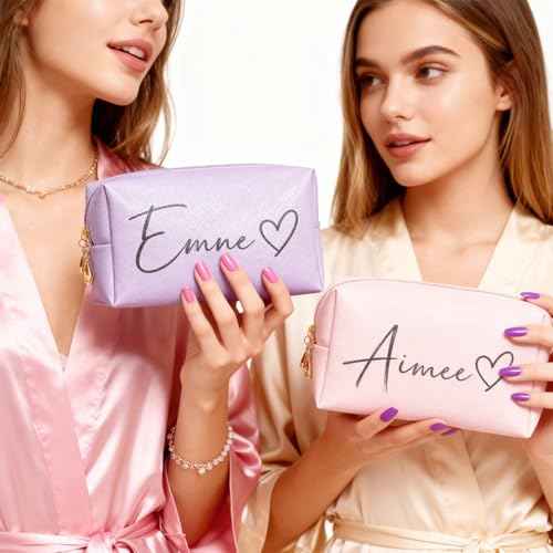 Personalized Makeup Bag with Name & Birth Flower - Custom Toiletry Bag for Women, Unique Bridesmaid Gifts, Wedding Party Favors, Best Friend Birthday Present