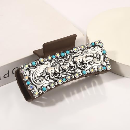 BVGA Western Hair Claw Clips for Women Turquoise Cowgirl HOWDY Hair Claws Western Hair Accessories Country Vintage Cowgirl Outfits Party Favors Gifts (Pattern B)